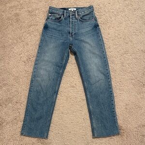 RE/DONE 70S Stove pipe jeans in med vain